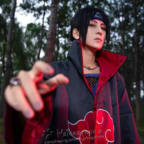 送料無料◇NARUTO -ナルト- 風 うちはイタチ 暁 コスプレ衣装 cosplay